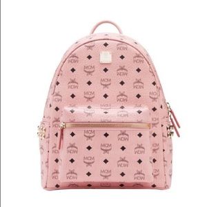 MCM Stark studded soft pink coated canvas backpack